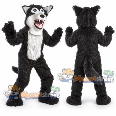 Gray Wolf Mascot Costume with White Chest