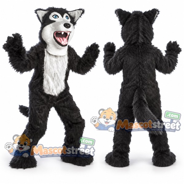 Gray Wolf Mascot Costume with White Chest