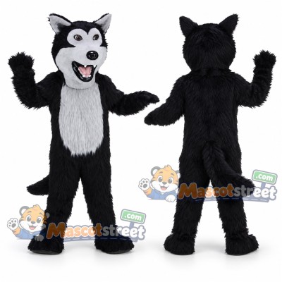 Black Wolf Mascot Costume with White Belly Black Wolf Mascot Costume with White Belly