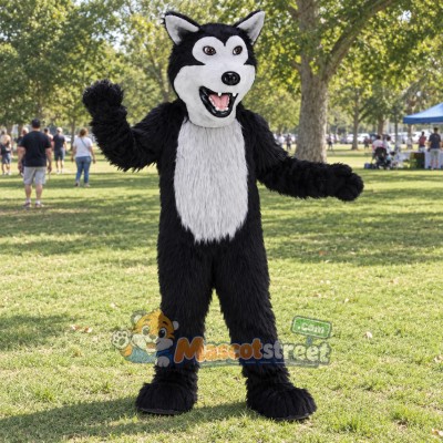 Black Wolf Mascot Costume with White Belly Black Wolf Mascot Costume with White Belly