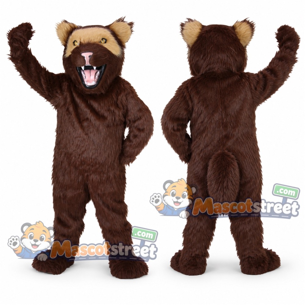 Brown Wolverine Mascot Costume with Raised Arms Brown Wolverine Mascot Costume with Raised Arms