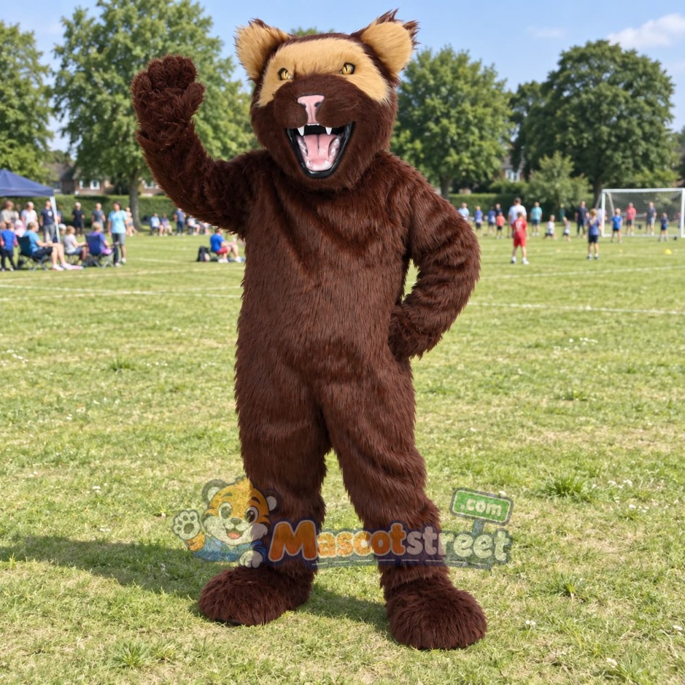 Brown Wolverine Mascot Costume with Raised Arms Brown Wolverine Mascot Costume with Raised Arms