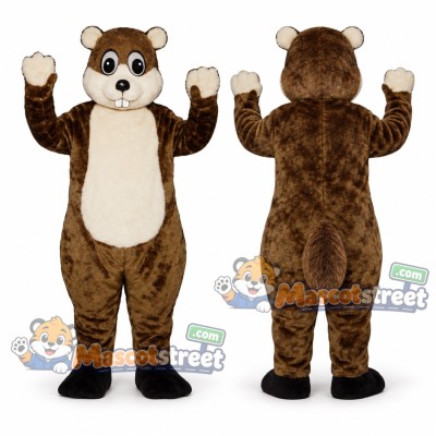 Brown Groundhog Mascot Costume with Cream Belly