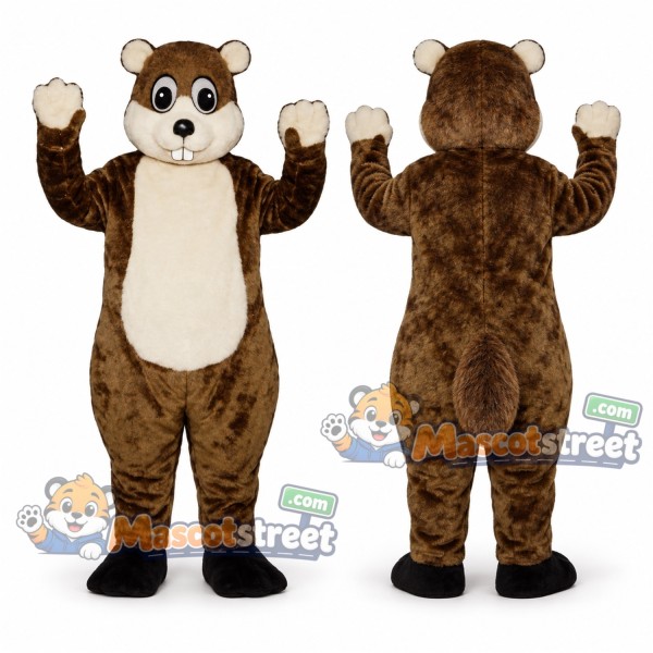 Brown Groundhog Mascot Costume with Cream Belly