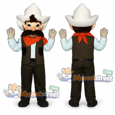 Cowboy Mascot Costume with Brown Outfit and White Hat Cowboy Mascot Costume with Brown Outfit and White Hat