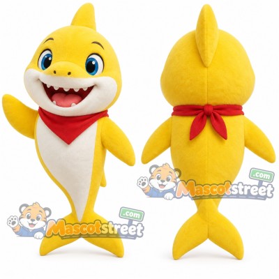 Yellow Shark Mascot Costume with Red Neck Scarf Yellow Shark Mascot Costume with Red Neck Scarf