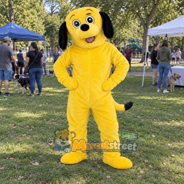 Yellow Dog Mascot Costume with Black Ears