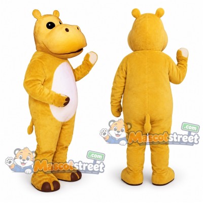 Yellow Hippo Mascot Costume with White Belly Yellow Hippo Mascot Costume with White Belly