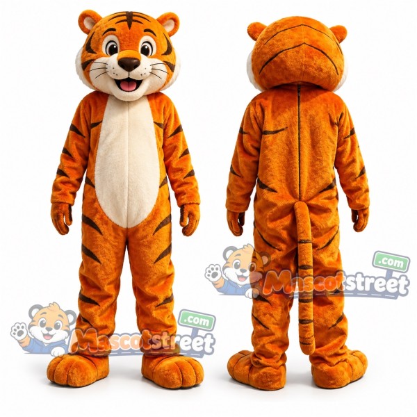 Orange Tiger Mascot Costume with Cream Belly