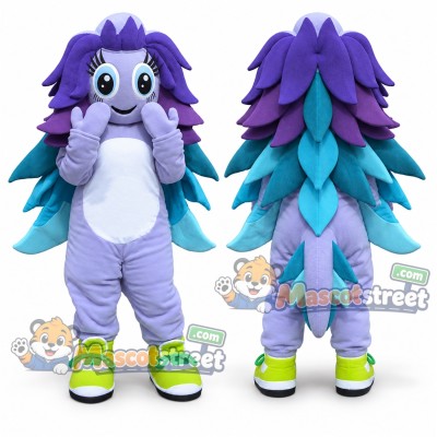 Purple Fantasy Creature Mascot Costume with Teal and Purple Layered Hair Purple Fantasy Creature Mascot Costume with Teal and Purple Layered Hair