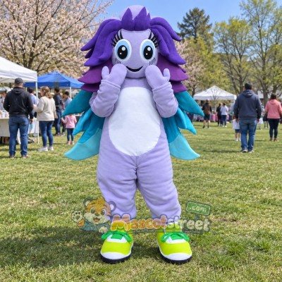 Purple Fantasy Creature Mascot Costume with Teal and Purple Layered Hair Purple Fantasy Creature Mascot Costume with Teal and Purple Layered Hair