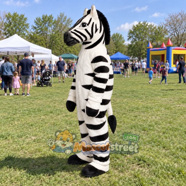 Zebra Mascot Costume with Cream Belly