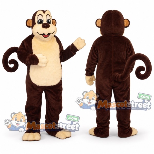 Brown Monkey Mascot Costume with Cream Belly