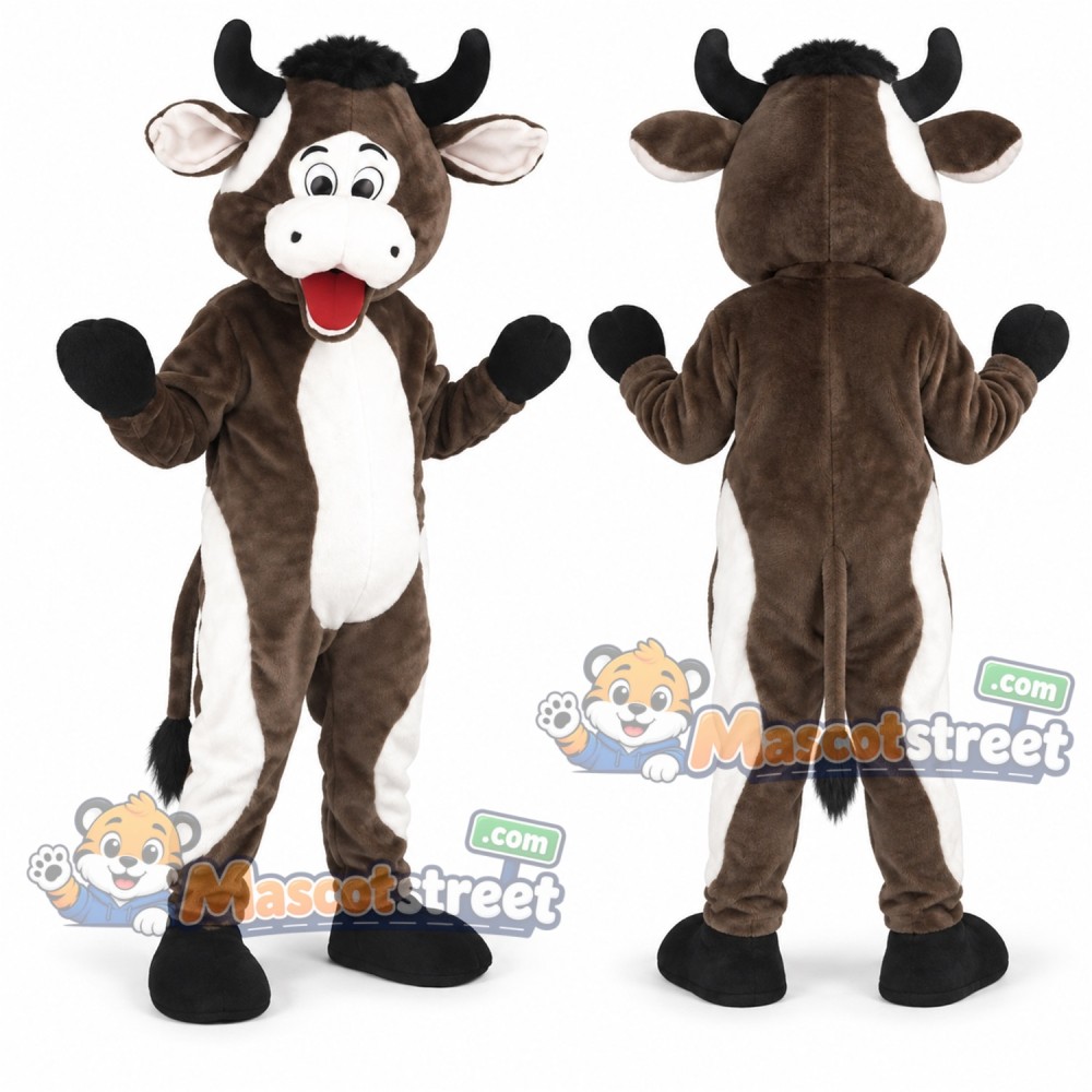 Brown and White Cow Mascot Costume Brown and White Cow Mascot Costume